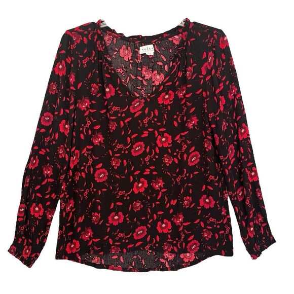 Velvet Graham Spencer Floral Top Womens XS Red Whimsigoth Witchy Romantic Blouse - Picture 12 of 12